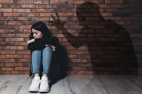 A sad scared lonely lady